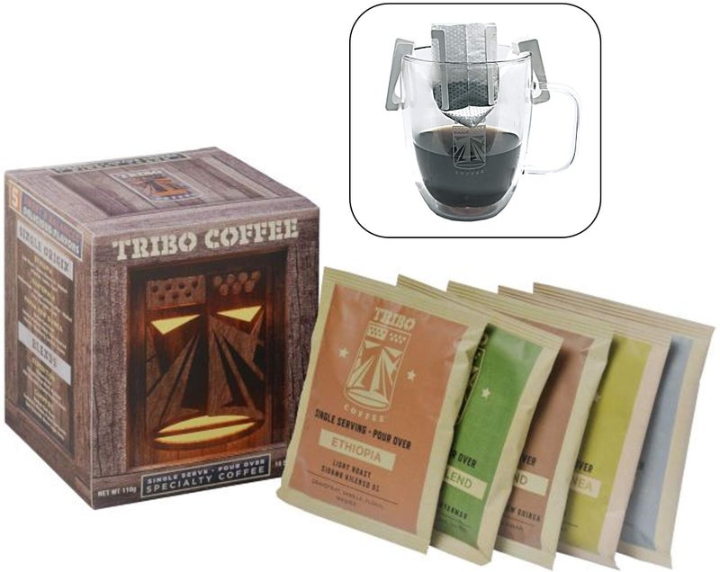 Tribo Coffee Single-Serve Portable Pour Over Drip Coffee - Variety - 10 Servings (Light, Medium & Med-Dark Roasts) - Image 1